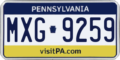 PA license plate MXG9259