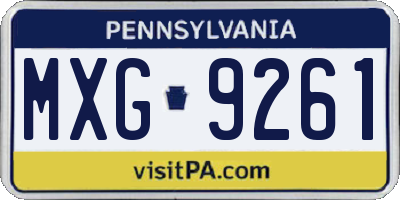 PA license plate MXG9261