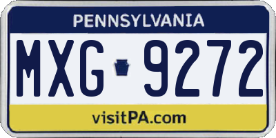 PA license plate MXG9272