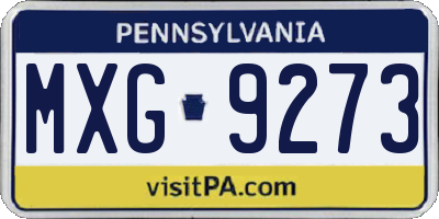 PA license plate MXG9273