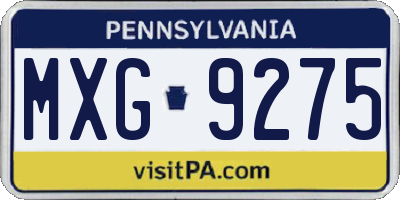 PA license plate MXG9275