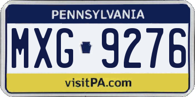 PA license plate MXG9276