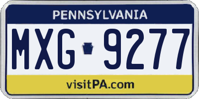 PA license plate MXG9277