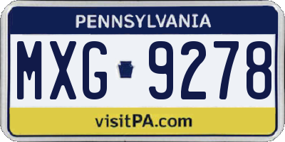 PA license plate MXG9278