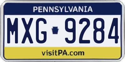 PA license plate MXG9284