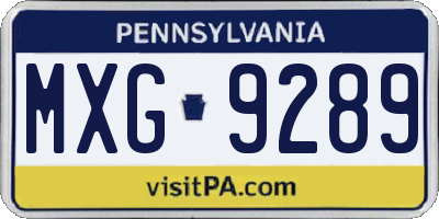 PA license plate MXG9289