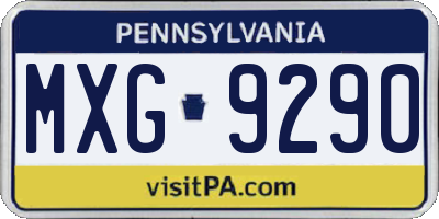 PA license plate MXG9290