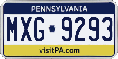 PA license plate MXG9293