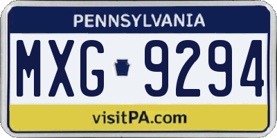 PA license plate MXG9294