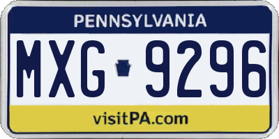PA license plate MXG9296