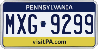 PA license plate MXG9299