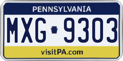 PA license plate MXG9303