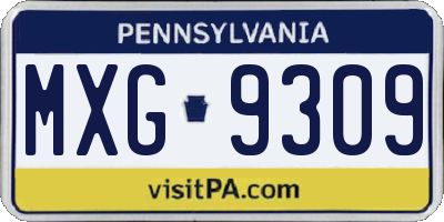 PA license plate MXG9309