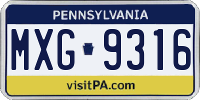 PA license plate MXG9316
