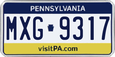 PA license plate MXG9317