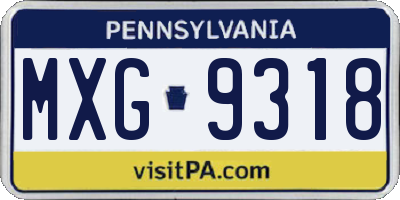 PA license plate MXG9318