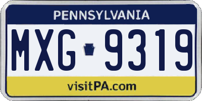 PA license plate MXG9319
