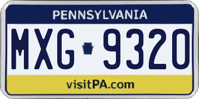 PA license plate MXG9320