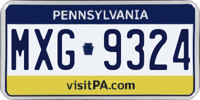 PA license plate MXG9324