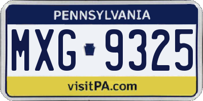 PA license plate MXG9325