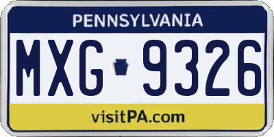 PA license plate MXG9326