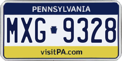 PA license plate MXG9328