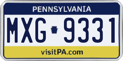 PA license plate MXG9331