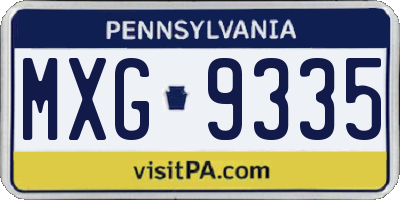 PA license plate MXG9335