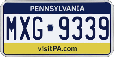 PA license plate MXG9339