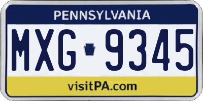PA license plate MXG9345