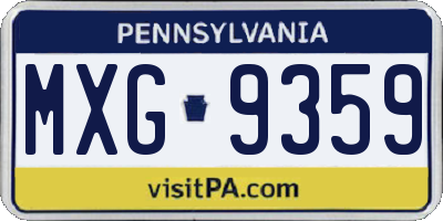 PA license plate MXG9359