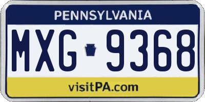 PA license plate MXG9368