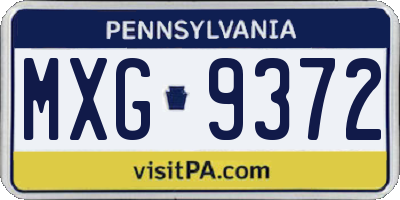 PA license plate MXG9372