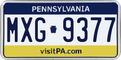 PA license plate MXG9377
