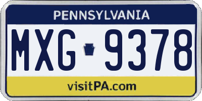 PA license plate MXG9378