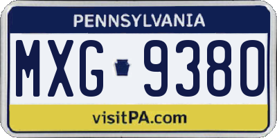 PA license plate MXG9380