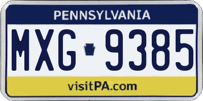 PA license plate MXG9385