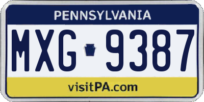 PA license plate MXG9387