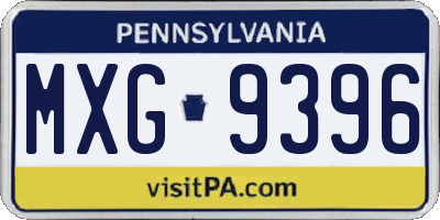 PA license plate MXG9396