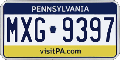 PA license plate MXG9397
