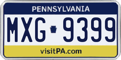PA license plate MXG9399