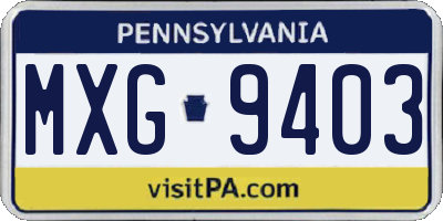 PA license plate MXG9403