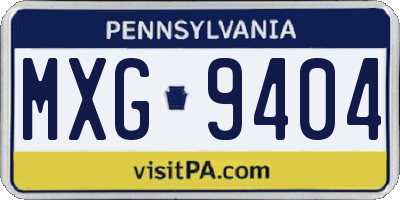 PA license plate MXG9404