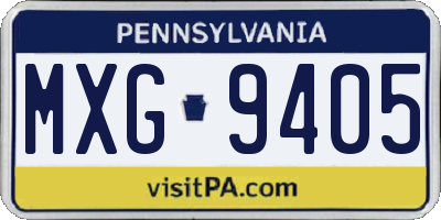 PA license plate MXG9405