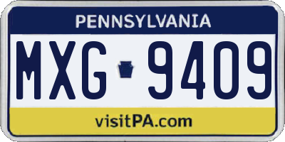 PA license plate MXG9409