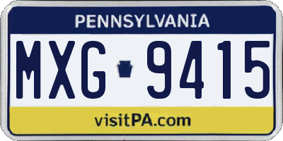 PA license plate MXG9415
