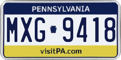 PA license plate MXG9418