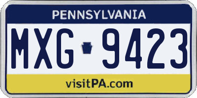 PA license plate MXG9423