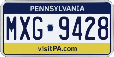 PA license plate MXG9428