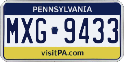 PA license plate MXG9433